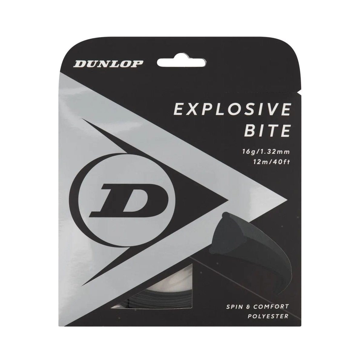 Dunlop Explosive Bite 16 Tennis String - High Performance Polyester String for Power & Spin | Perfect for Competitive Players & Aggressive Baseline Play