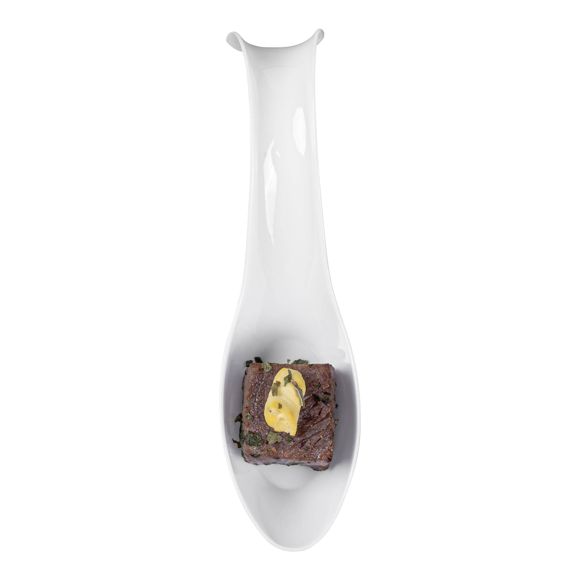 100-Pack Disposable 5 Inch White Plastic Teardrop Spoons - Perfect for Catering, Weddings, Tastings & Restaurants | Durable Stiletto Design with Indented Basin for Easy Sampling