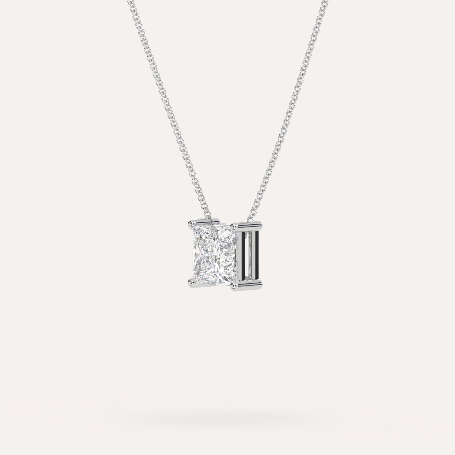 2 Carat Princess Cut Floating Diamond Pendant Necklace for Women - Elegant Jewelry Gift for Anniversary, Wedding & Special Occasions
