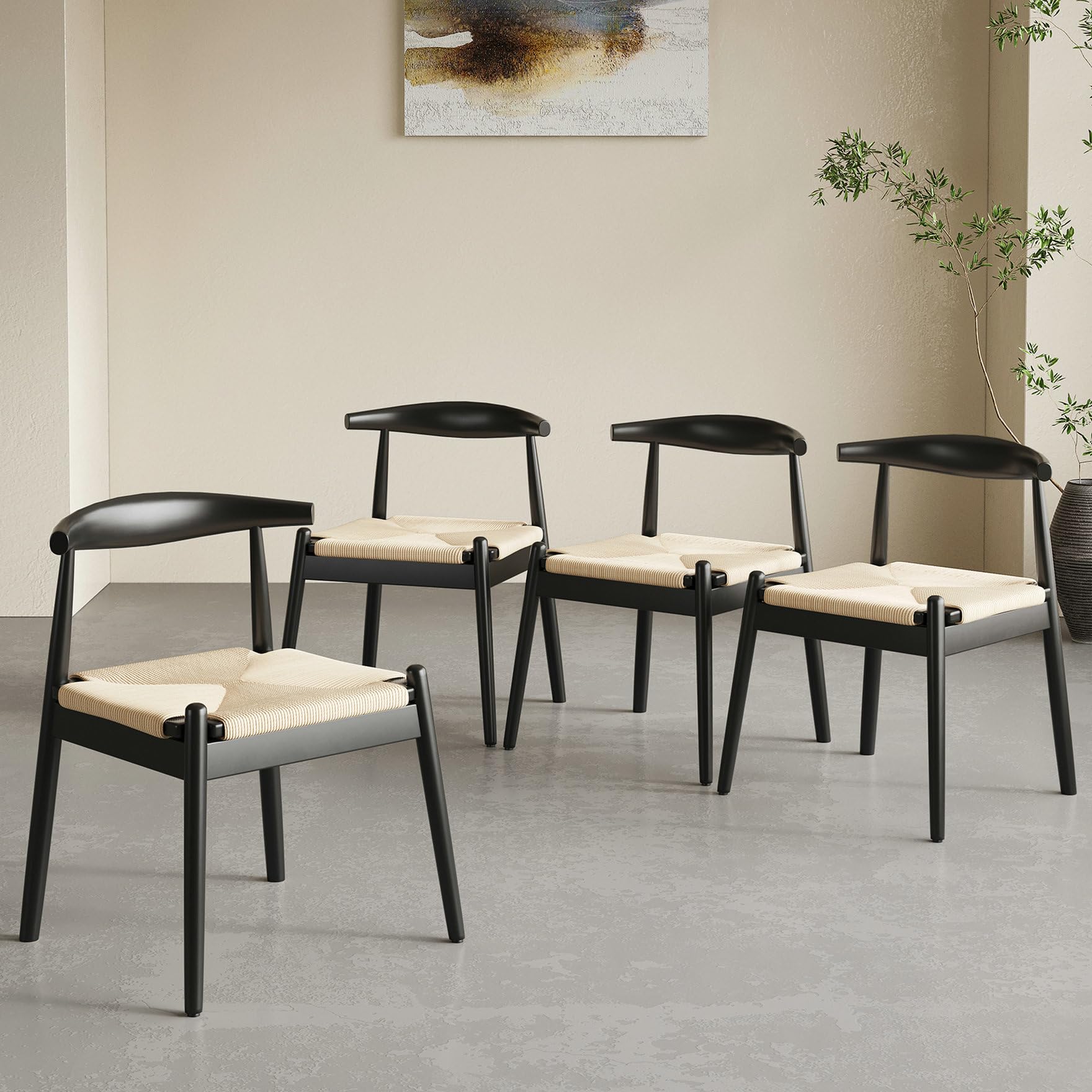 Soohow Mid Century Modern Dining Chairs Set of 2 - Solid Wood Legs Kitchen & Dining Room Chairs for Home, Restaurant, and Office Use