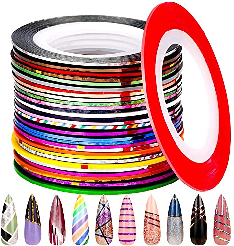 10 Colors Nail Striping Tape - Multicolor Nail Art Decoration Stickers for DIY Manicures & Nail Tips - Perfect for Salon, Home Use & Professional Nail Designs