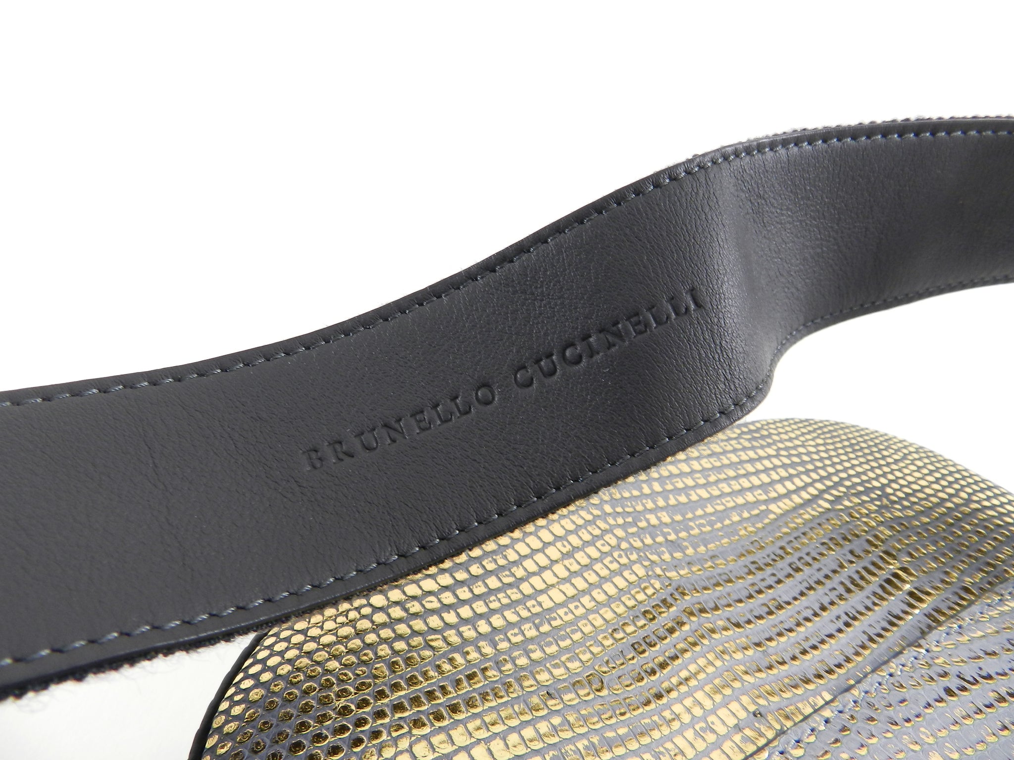 Brunello Cucinelli Gold Metallic Lizard Print Waist Belt Bag for Women - Stylish Fanny Pack for Travel, Concerts & Everyday Use