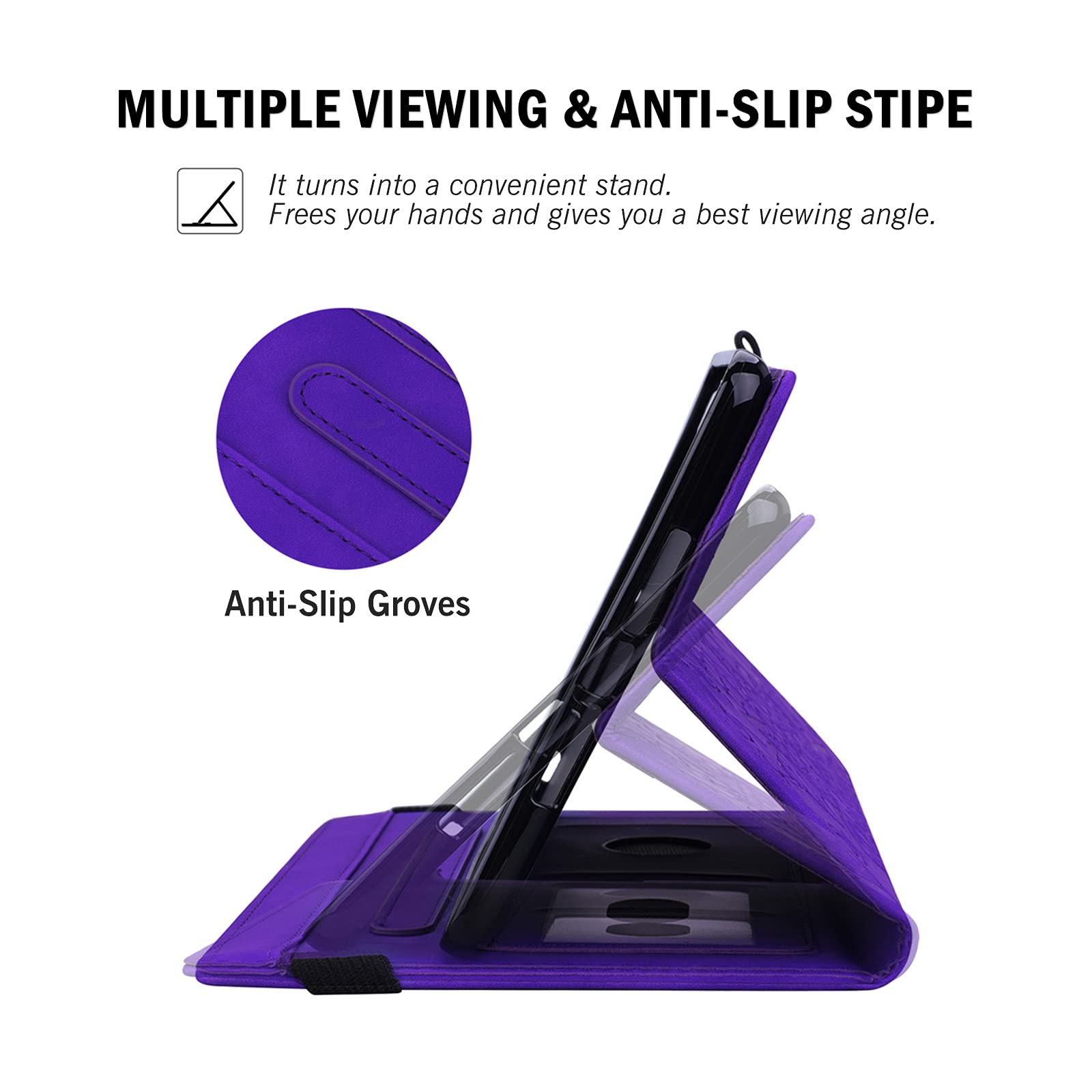 Premium PU Leather Case for Kindle Fire HD 8 (2020, 10th Gen) & HD 8 Plus - Auto Sleep/Wake, Card Slots & Stand | Perfect for Reading, Travel & Work (Purple)