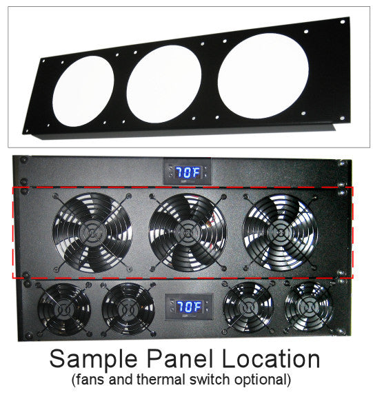 Coolerguys 3U Server Rack Mount Bracket with Fan Grills - Heavy Duty Metal Rack Mount Kit for Server Cooling & Airflow Management in Data Centers & IT Rooms