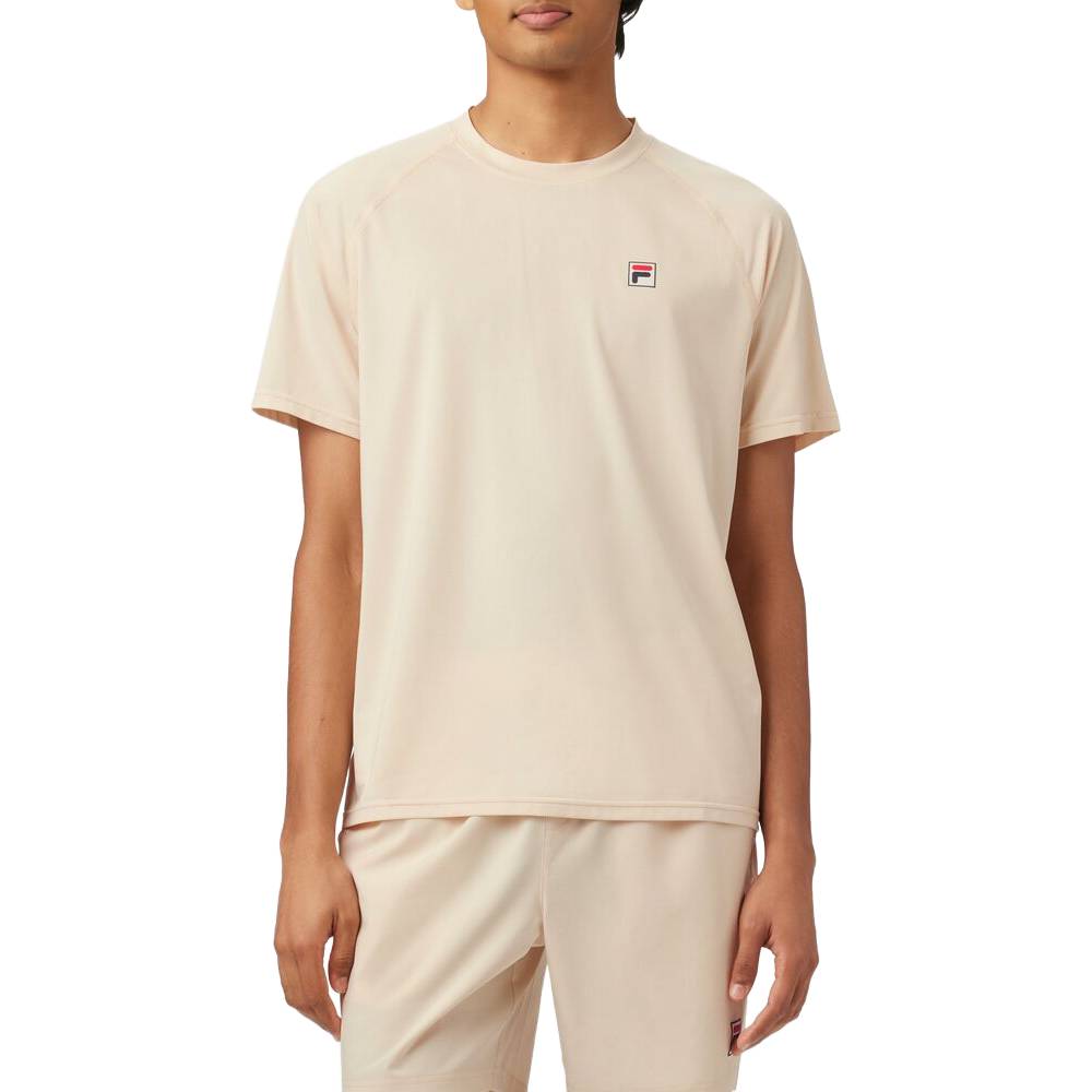 Fila Men's Short Sleeve Crewneck T-Shirt - Breathable Cotton Blend, Comfort Fit, Casual Wear (Gardenia White) - Perfect for Gym, Running, Workout & Everyday Street Style