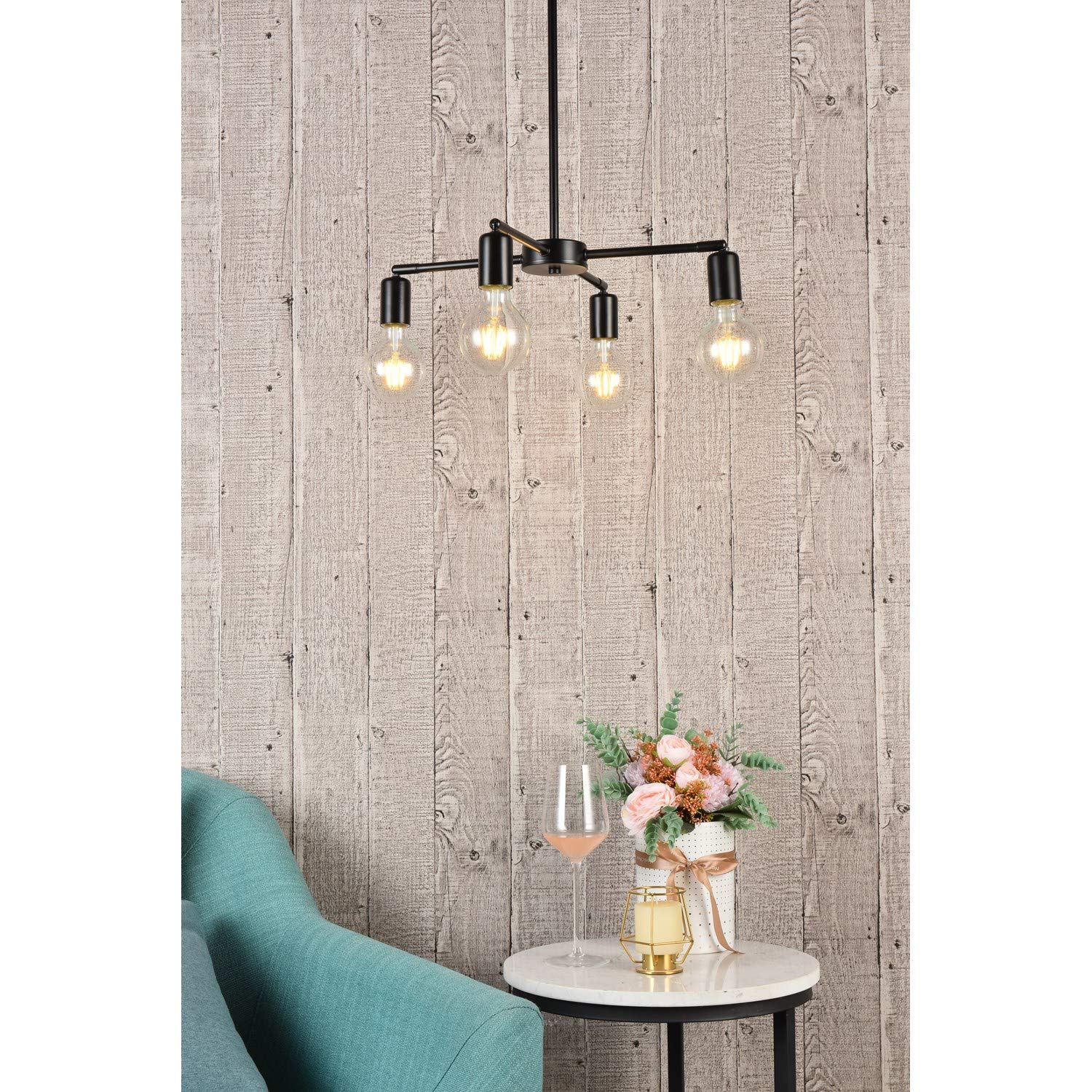 Modern 4-Light Black Pendant Lighting Fixture for Dining Room, Kitchen Island, or Entryway - Elegant Cairo Design