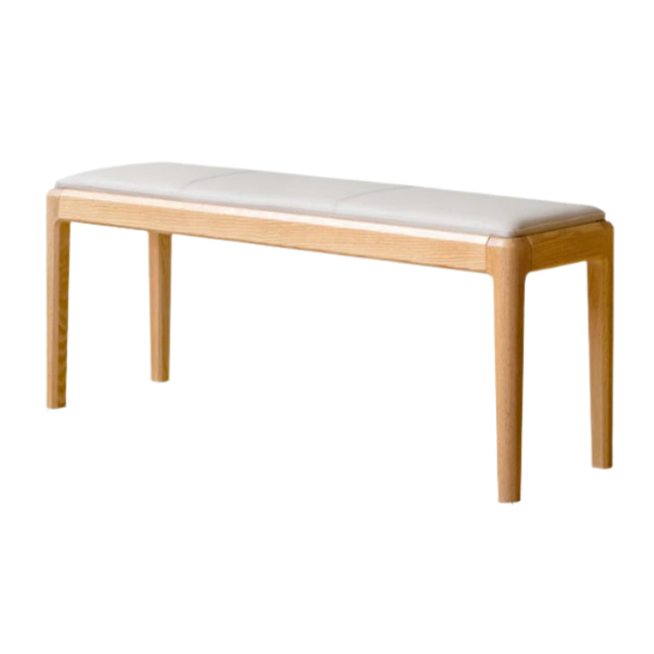 47.2x11.8x17.1 inch / 120x30x43.5 cm / Natural wood color / Oak soft bench organic leather milk tea color