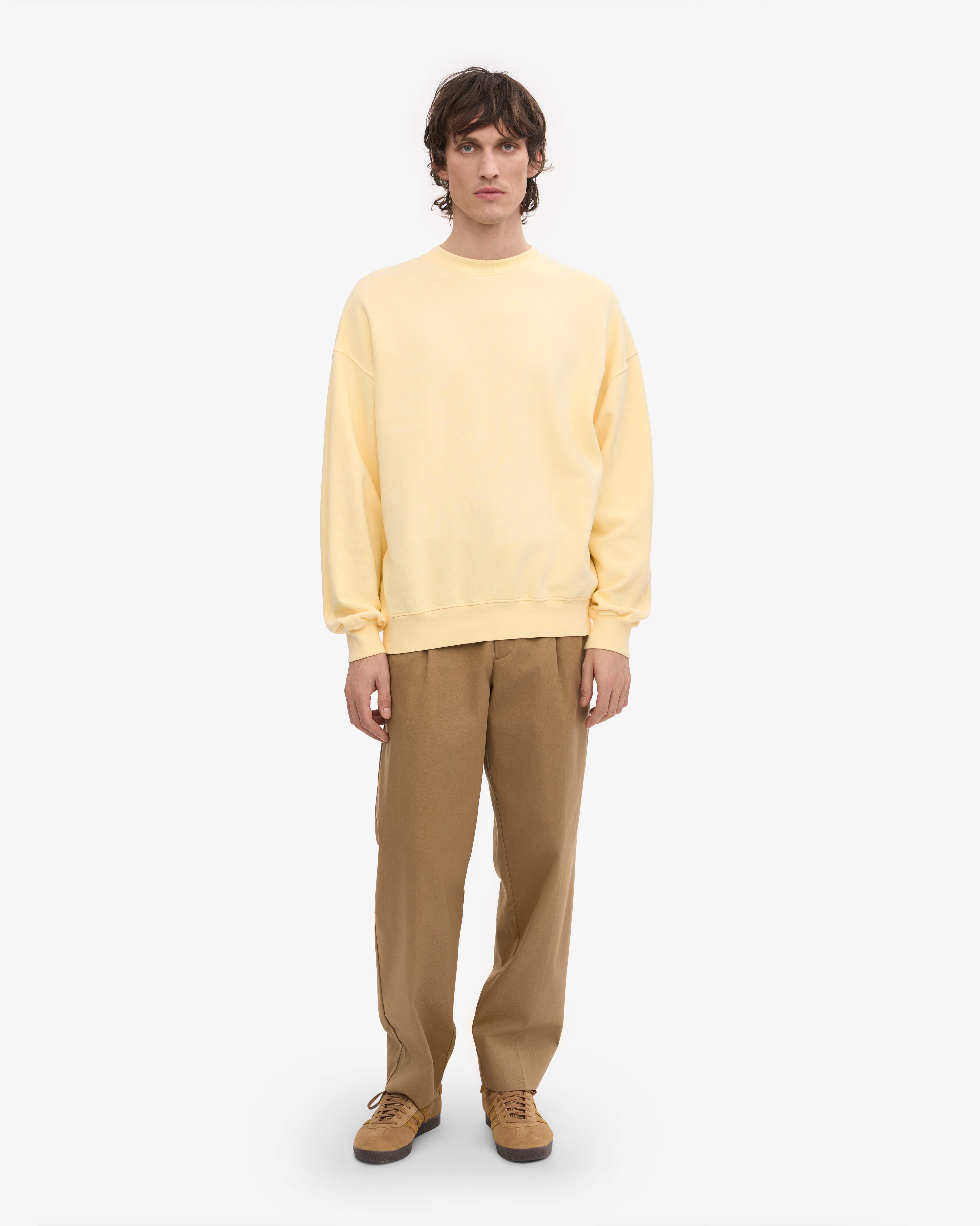 Organic Oversized Crewneck Sweatshirt - Soft Yellow | Cozy & Comfortable Unisex Pullover for Casual Wear, Loungewear & Street Style