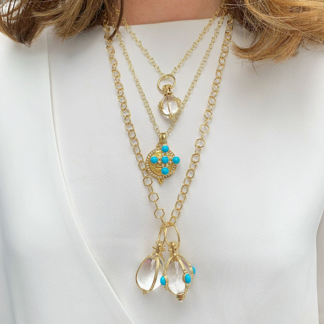 Temple St. Clair Medium Turquoise Rock Crystal Amulet Necklace - Healing Crystal Jewelry for Women, Spiritual Protection Pendant - Perfect for Meditation, Yoga & Energy Balancing