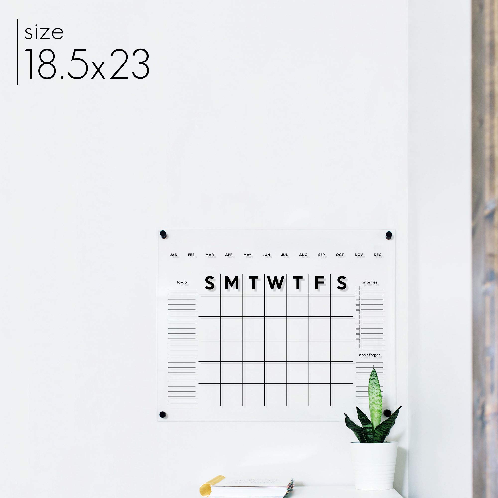 2023 Reusable Dry Erase Acrylic Wall Calendar - Minimalist Whiteboard Planner for Home, Office & School Organization (12