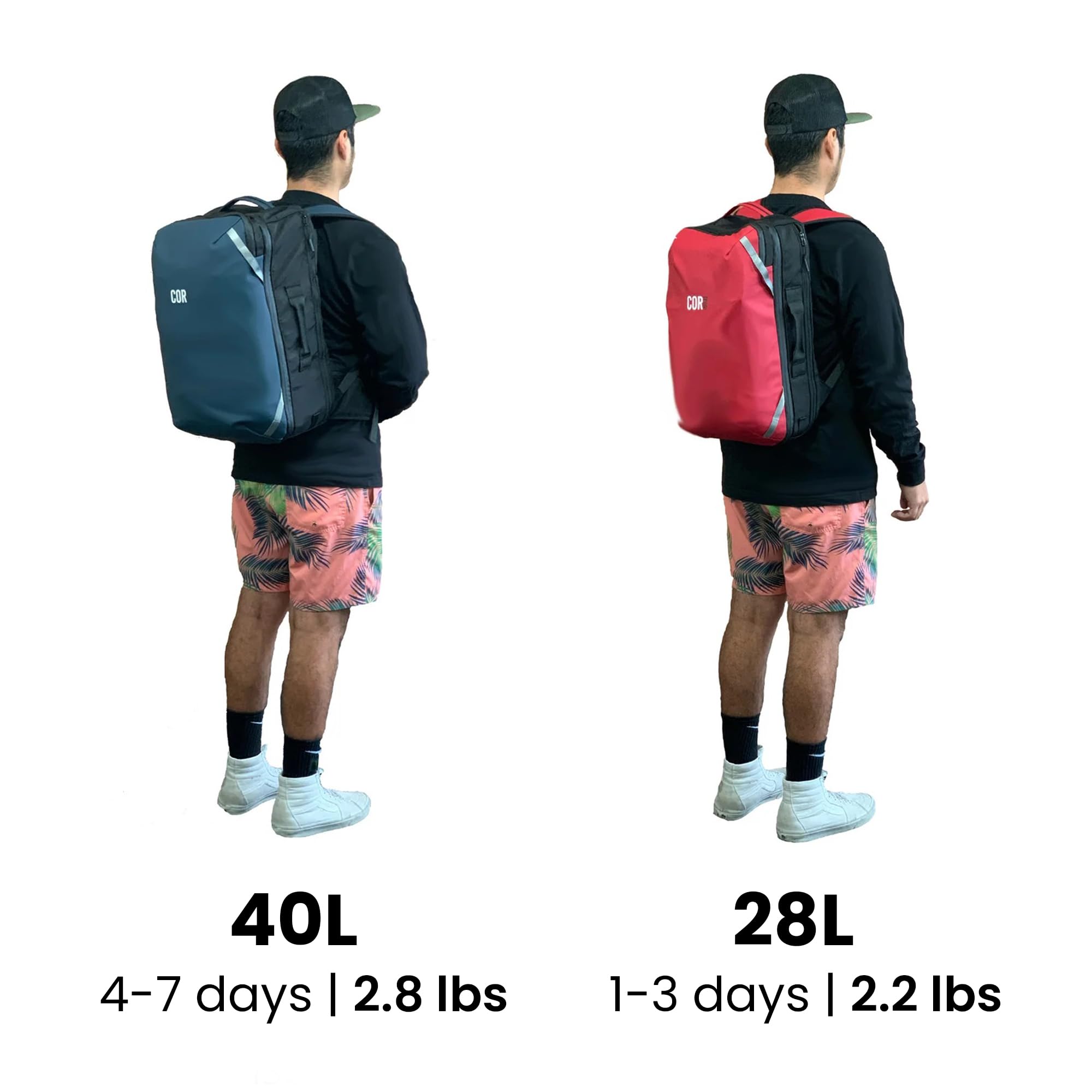 **COR Surf Travel Backpack 40L - Waterproof Carry-On Laptop Backpack with Secret Passport Pockets for Men & Women | Business Weekender & Daypack for Air Travel, Commuting & Outdoor Adventures | The Island Hopper (Black)**