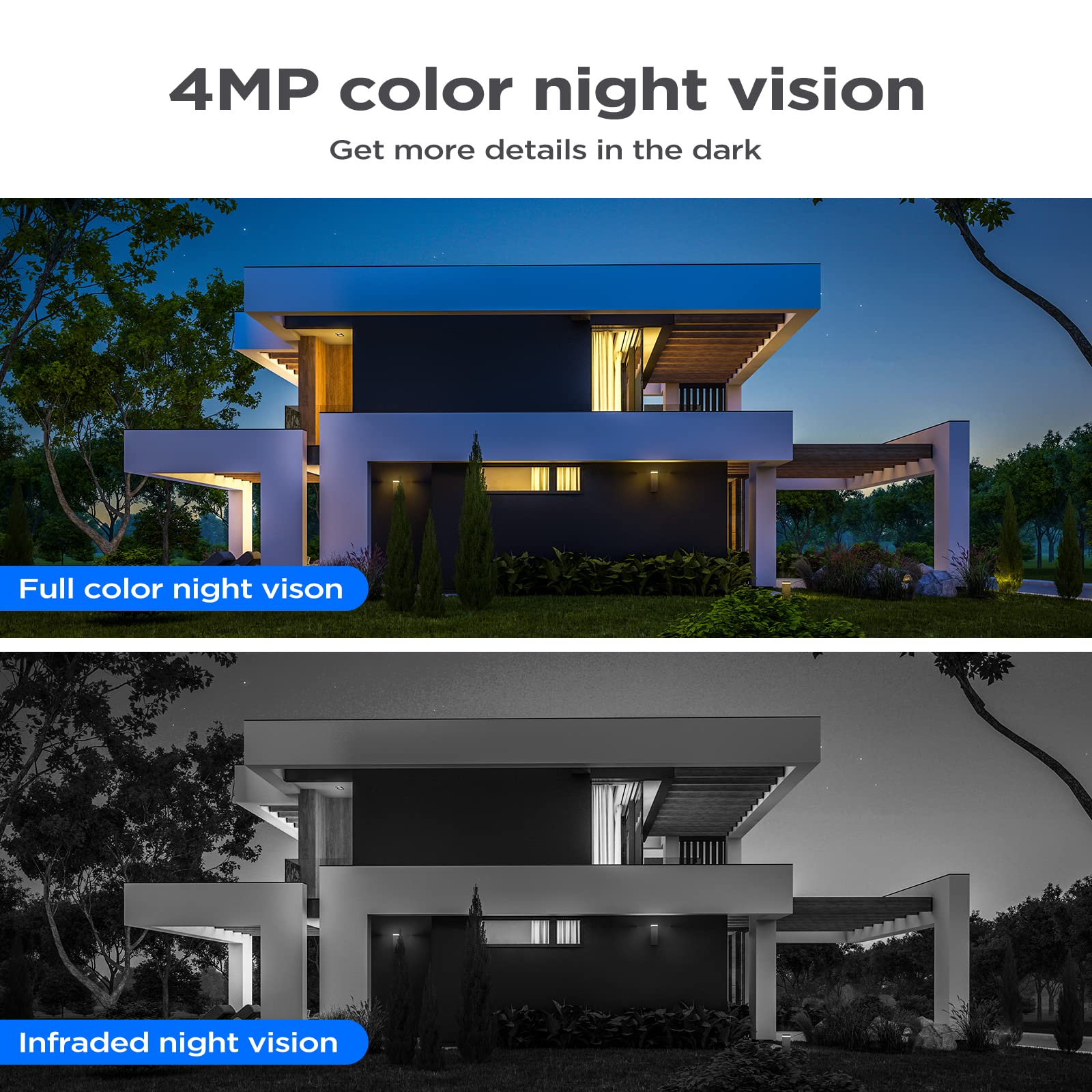 2.5K Solar Security Camera Outdoor Wireless - 4MP HD Solar Powered Home Security System with AI Motion Detection, Spotlight, 2-Way Audio, No Monthly Fee - Ideal for Backyard, Garage & Front Door Surveillance