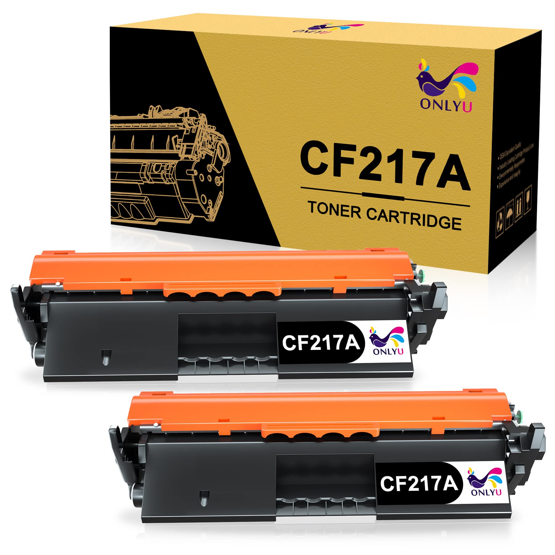 ONLYU Compatible Toner Cartridge Replacement for HP 17A CF217A 217A (2 Pack Black) - Works with HP Laserjet Pro MFP M130fw M130nw M130fn M130a M102w M102a Printers - Ideal for Home Office, Small Business & High Volume Printing Needs