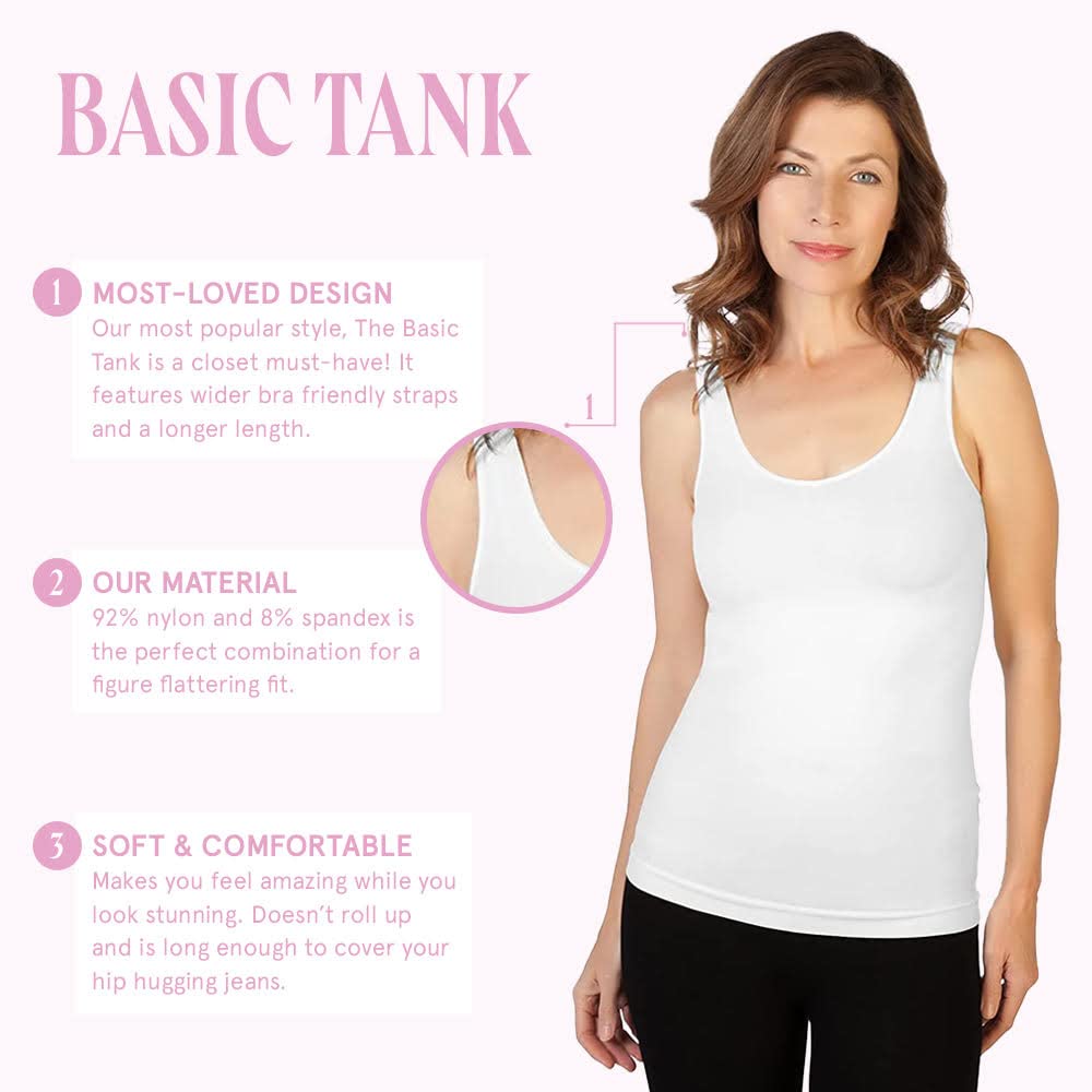 Skinnytees Women's Basic Wide Strap Cami Top - Slim Fit Tank Tops for Women | Perfect for Layering, Casual Wear & Summer Outfits