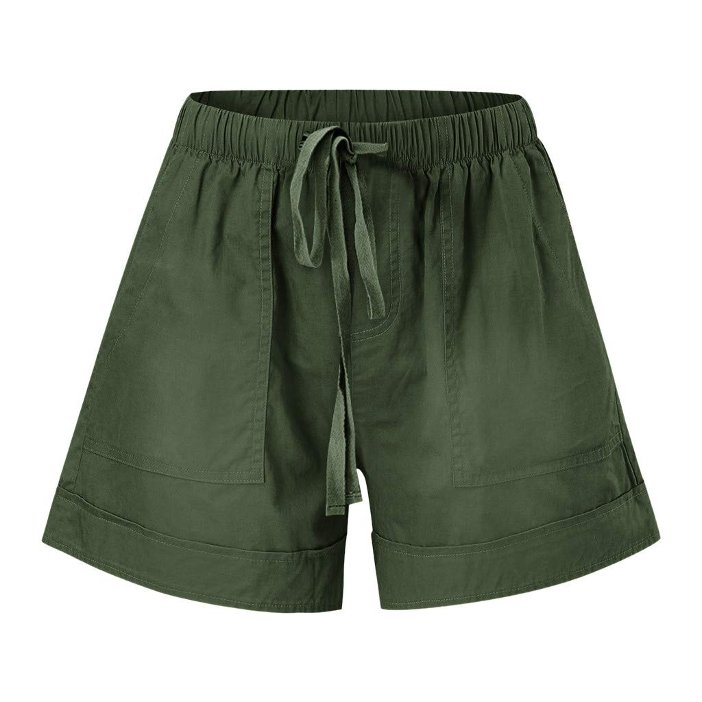 Women's Elastic Waist Yoga Shorts - Athletic Running Workout Shorts for Summer & Casual Wear
