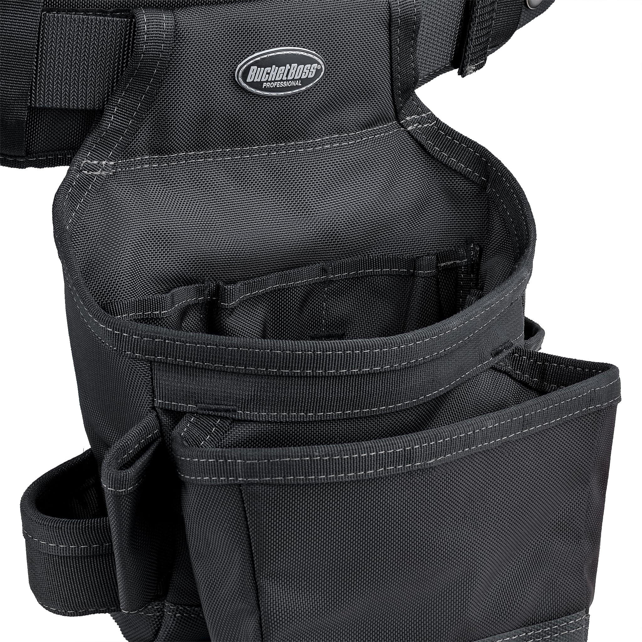 Bucket Boss 57100 Professional Series Ballistic Tool Belt with Suspenders - Heavy Duty Work Belt for Construction, Carpentry & DIY Projects - Black