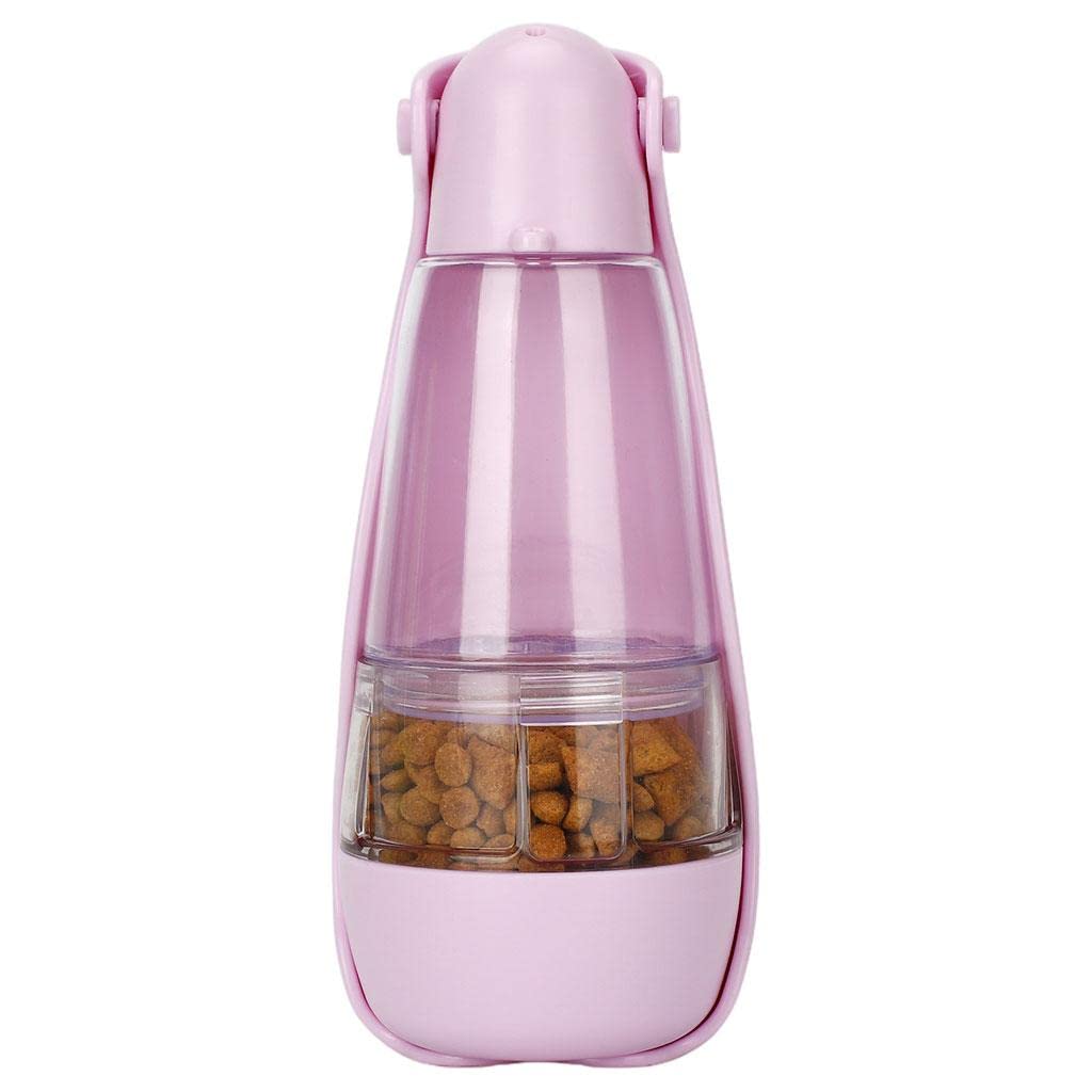 Enakshi Portable Dog Water Bottle with Tray - Leak-Proof Pet Travel Cup for Dogs & Cats - Outdoor Hiking, Walking, Camping Accessories - Pink Pet Food & Water Dispenser | Perfect for Travel, Park Visits & Daily Walks