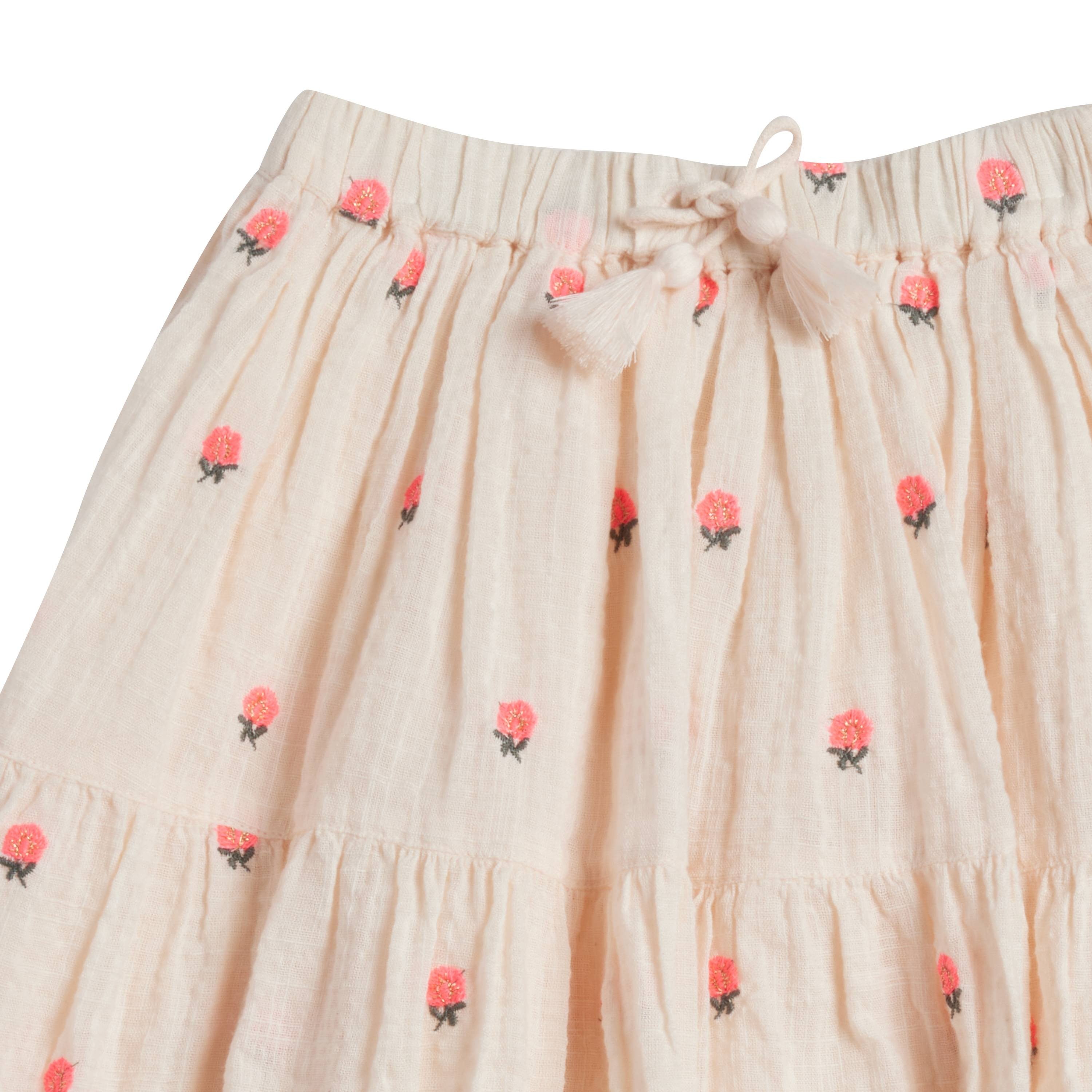 Bonheur du Jour Paris Albi Girl Skirt Floral Rose - Elegant French Floral Skirt for Girls, Perfect for Spring Outfits, Tea Parties & Special Occasions