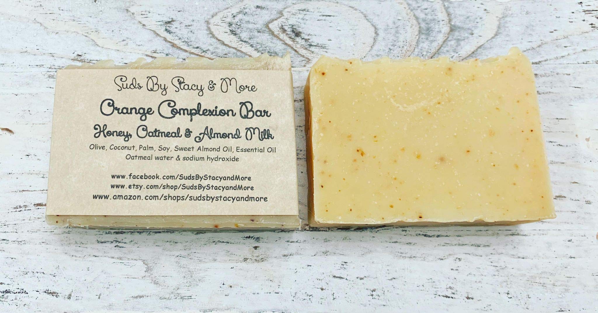 Suds By Stacy Orange Honey Oatmeal with Almond Milk Homemade Soap Bars - 2 Pack (4 oz Each) | Natural Skincare for Dry & Sensitive Skin | Perfect for Daily Face & Body Cleansing, Gift Sets