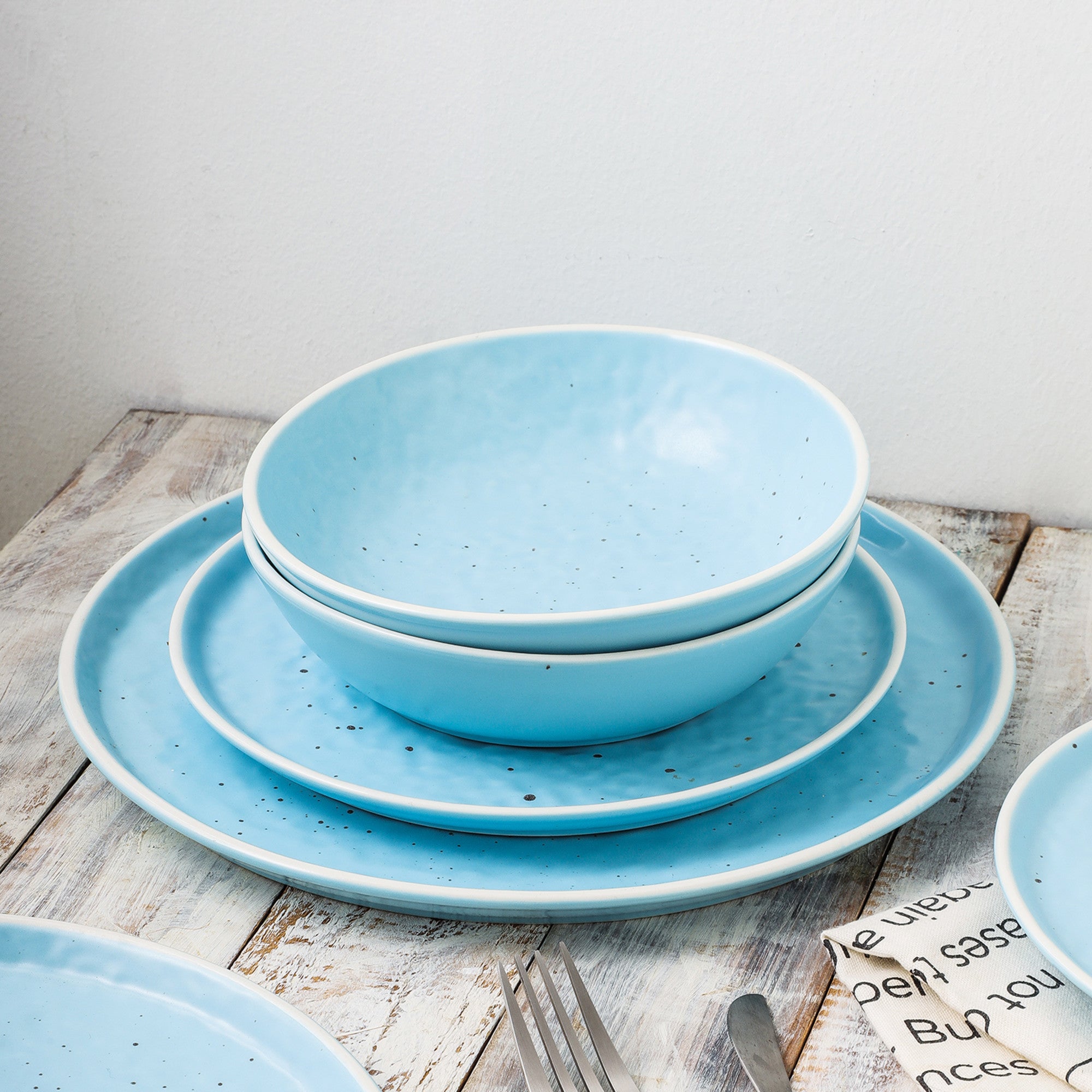 Premium Blue Stoneware Dinner Plate Set - Elegant & Durable Ceramic Plates for Everyday Dining, Dinner Parties & Home Decor