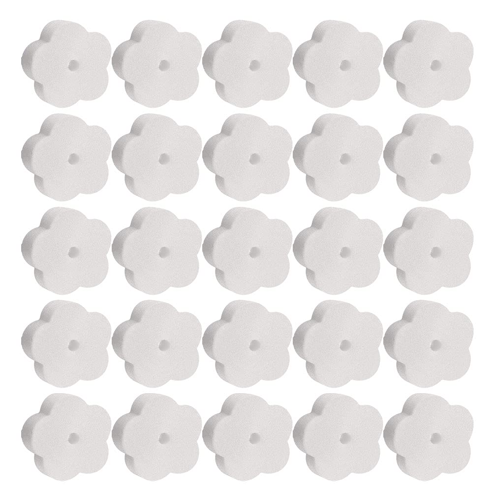 DOITOOL 24pcs White Flower Sponge Filter Oil-Absorbing Scum Sponge for Hot Tub Swimming Pool Spa Accessories - Perfect for Jacuzzi Bath and Water Maintenance