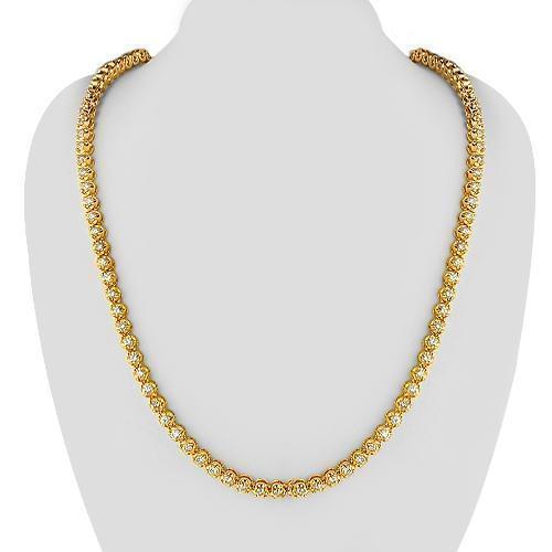 14K Yellow Solid Gold Men's Diamond Tennis Chain 23.00 CTW - Luxury Hip Hop Jewelry for Men, Perfect for Gifts, Parties & Special Occasions