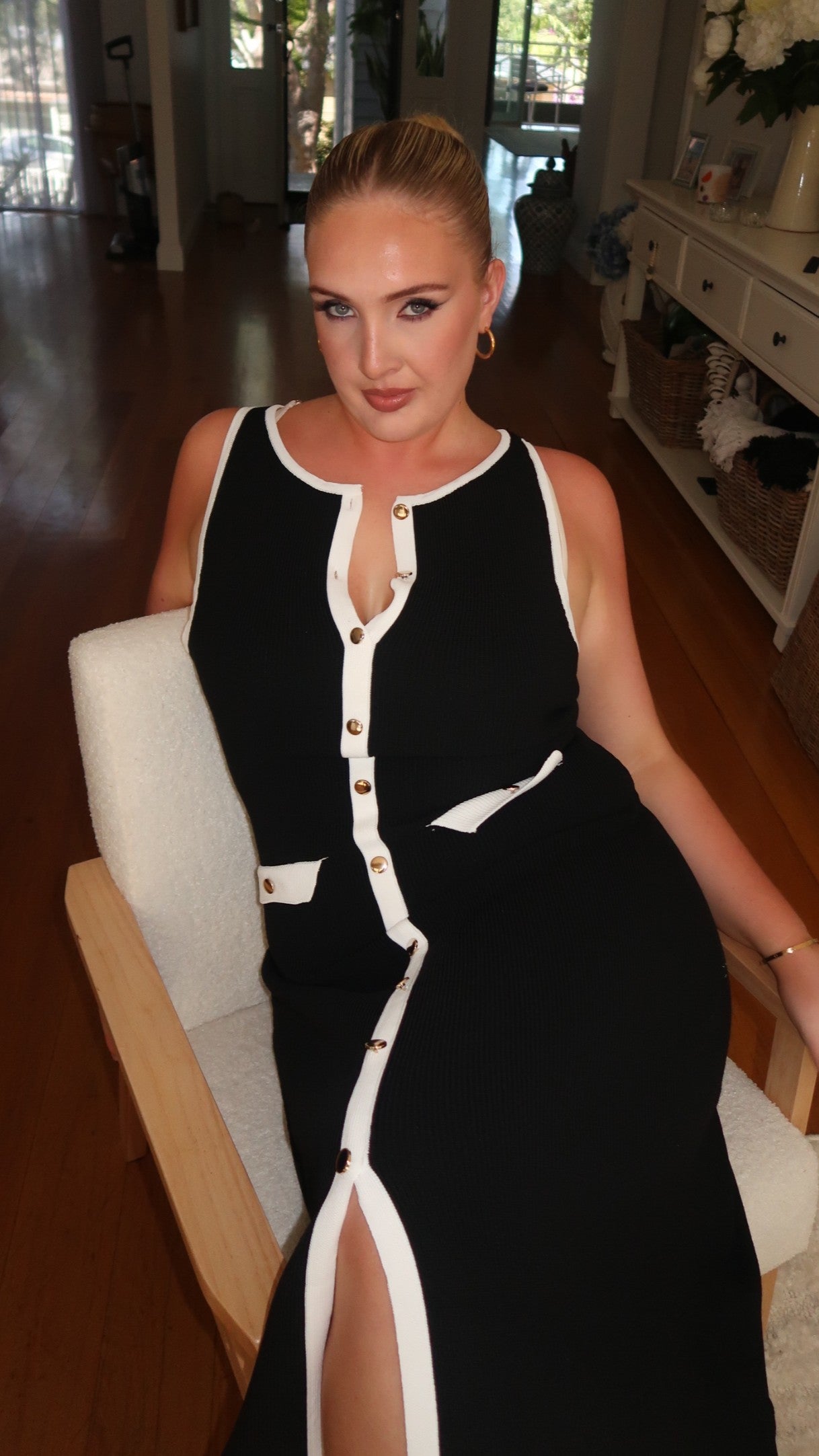 Antoinette Maxi Dress - Elegant Black & White Flowy Long Dress for Women | Perfect for Weddings, Parties & Summer Outfits