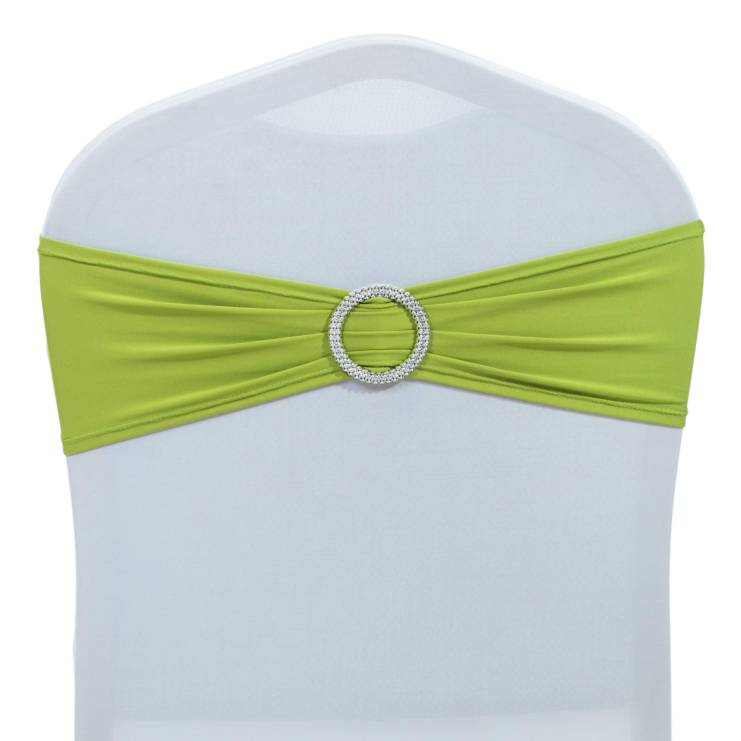 250 Pack Spandex Chair Sashes with Buckle - Elastic Chair Bands for Wedding, Party & Event Decorations - Apple Green - Perfect for Banquets, Bridal Showers and Reception Chair Decor