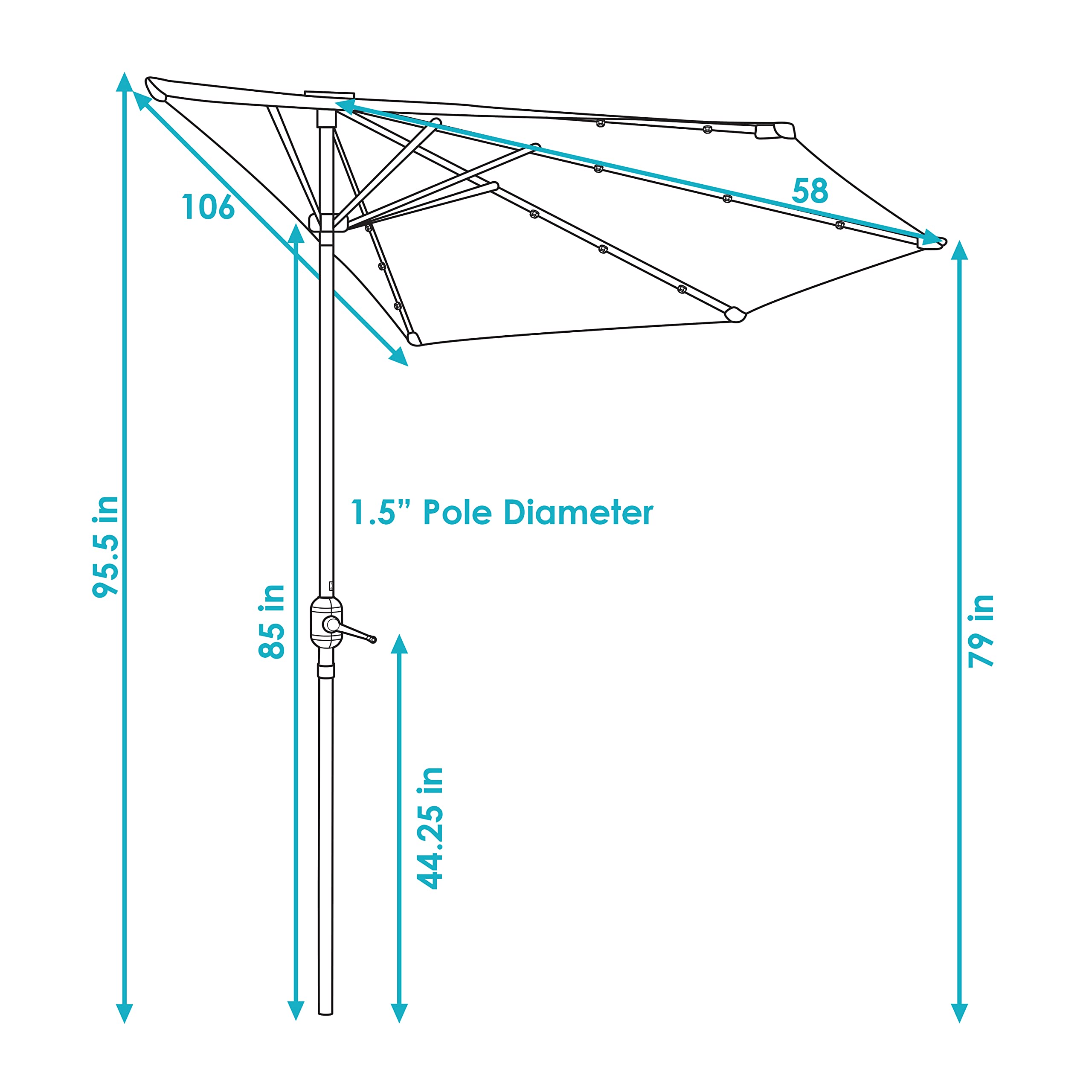 Sunnydaze 9-Foot Half Patio Umbrella with Solar LED Lights - Outdoor Cantilever Umbrella for Deck, Poolside & Backyard - Waterproof Sun Shade with Auto-Tilt & Wind Vent