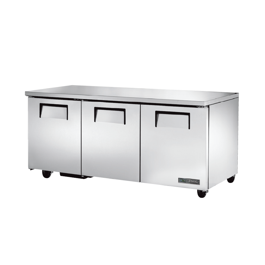 True TUC 72 HC 72 Undercounter Refrigerator with 3 Solid Doors - Commercial Grade Compact Fridge for Restaurants, Bars, and Home Kitchens