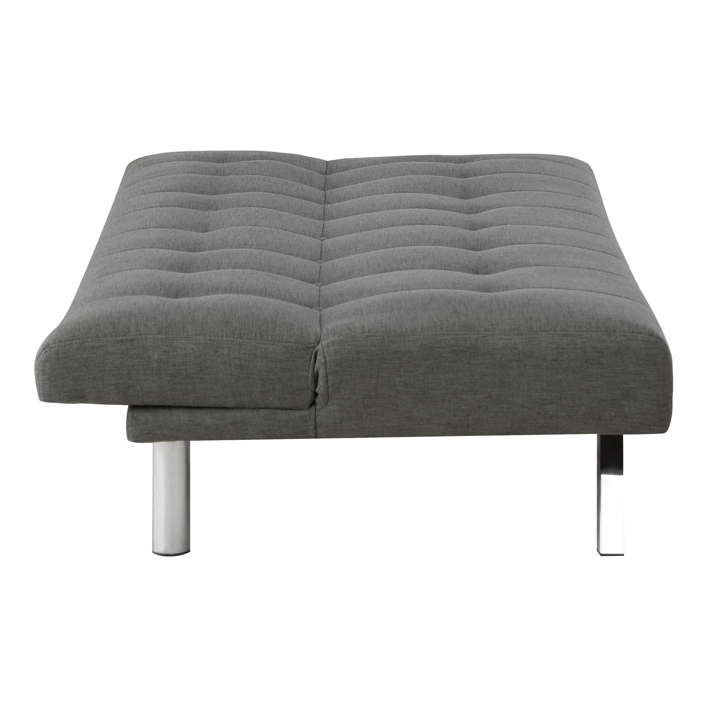 OSP Sawyer Convertible Futon Sofa Bed with Easy Lift Mechanism & Stainless Steel Legs - Grey Fabric for Living Room, Guest Room & Small Spaces