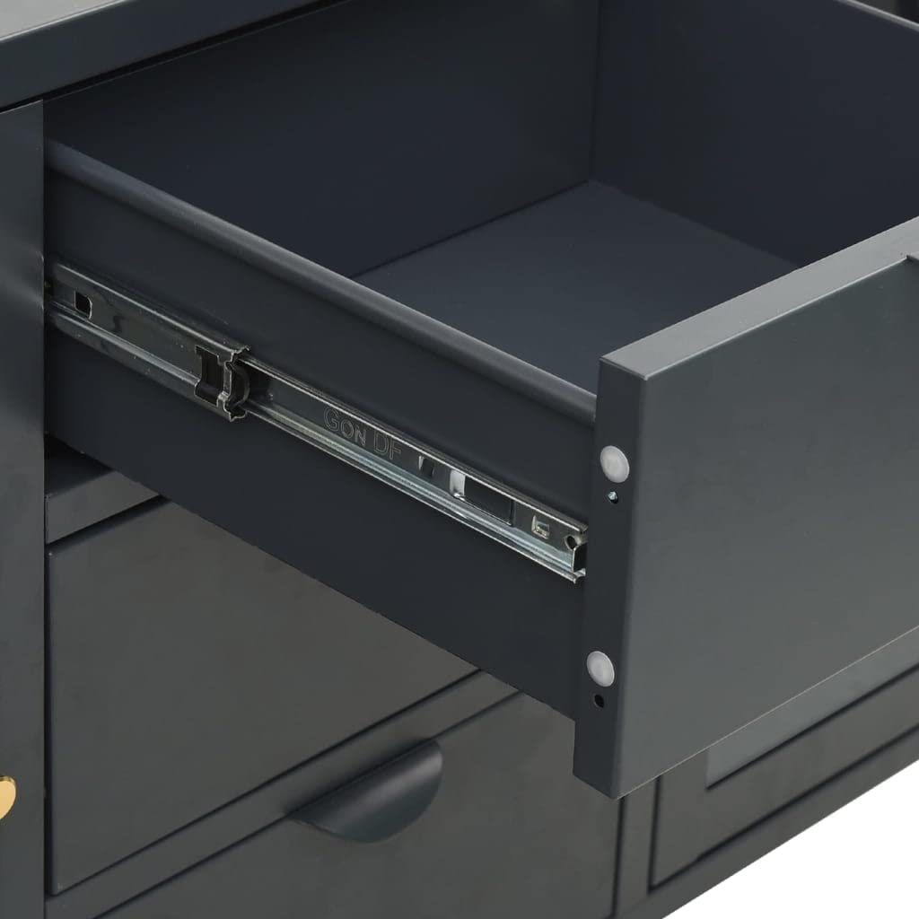 FAMIROSA Modern Steel Sideboard Cabinet - 3 Drawers & 2 Adjustable Shelves Metal Storage Organizer, 41.3