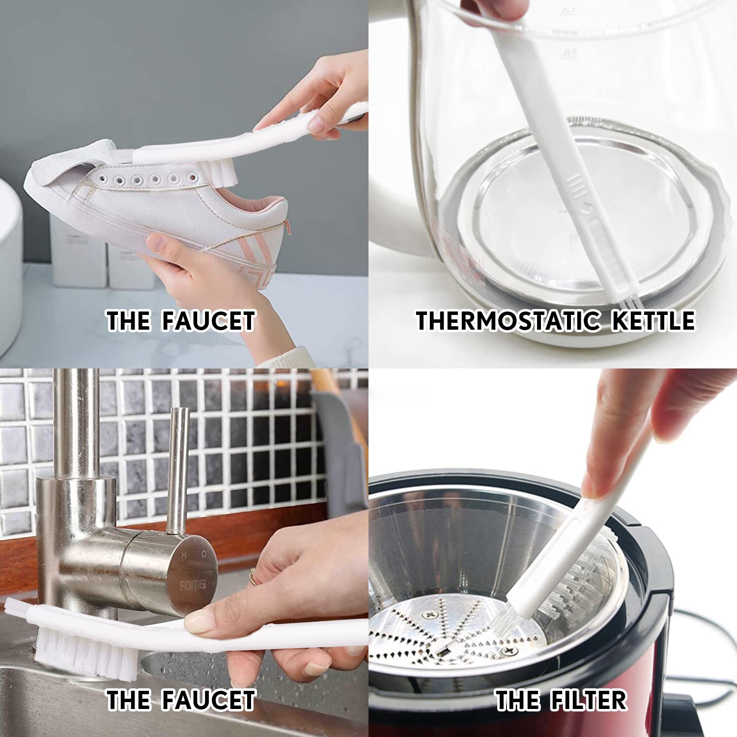 Small Scrub Brushes for Kitchen Cleaning - Tile, Sink & Appliance Scrubber Set for Home Use