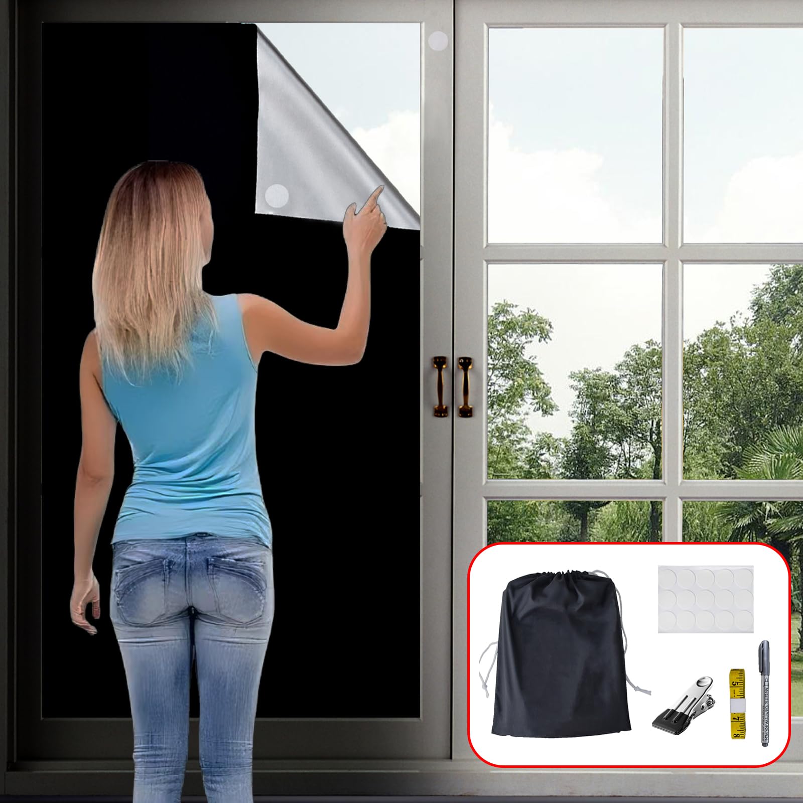 Blackout Curtains for Windows - 100% Light Blocking Portable Room Darkening Shades 57x80 Inch - Perfect for Bedroom, Nursery, Baby Room & Travel Camping - Easy Install Reusable Lightweight Temporary Window Coverings - Ideal for Better Sleep, Privacy & Home Theater Setup