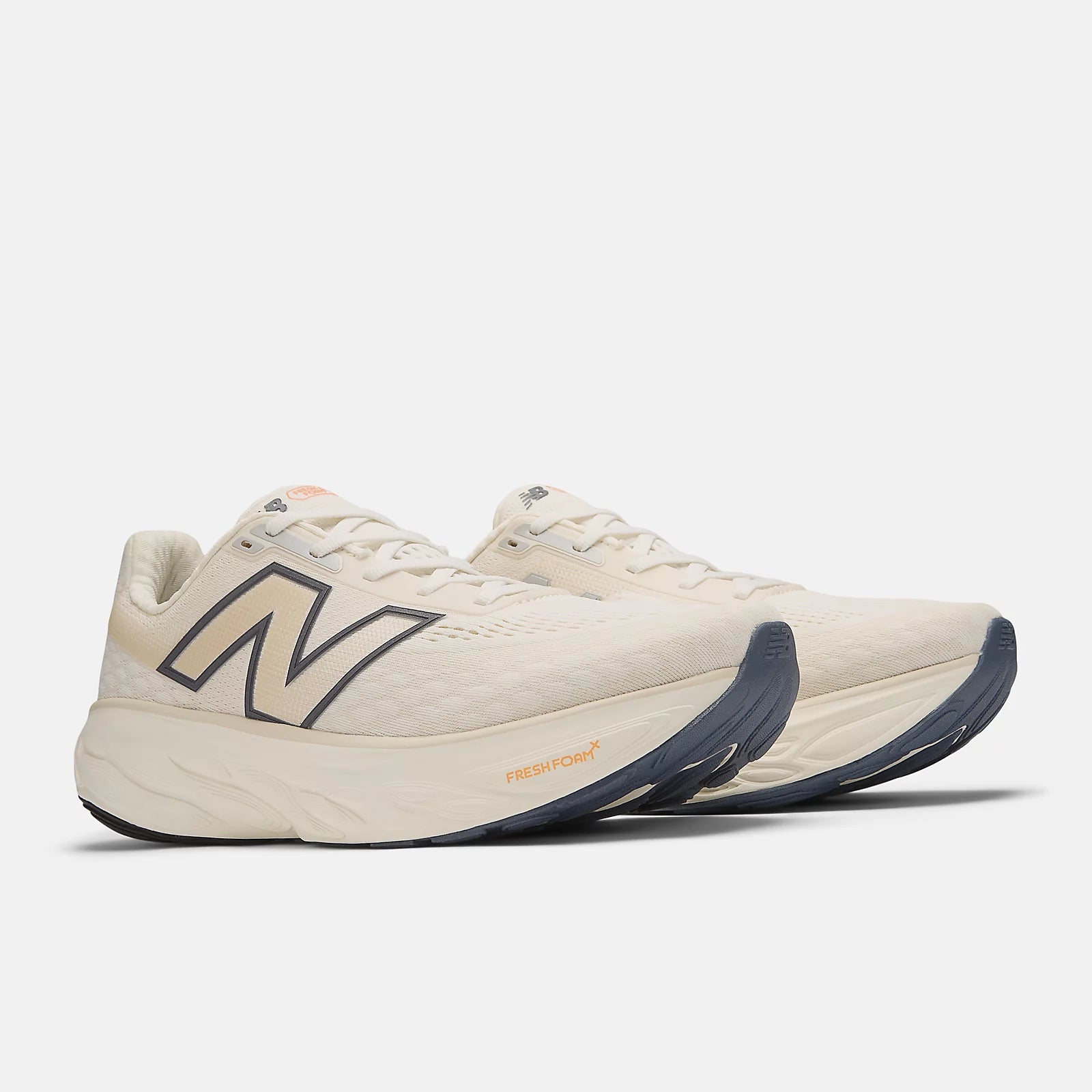 New Balance Men's Fresh Foam X 1080 v14 Running Shoes - Sea Salt/Vintage Indigo/Hot Mango - Lightweight Cushioned Sneakers for Jogging, Gym & Daily Wear