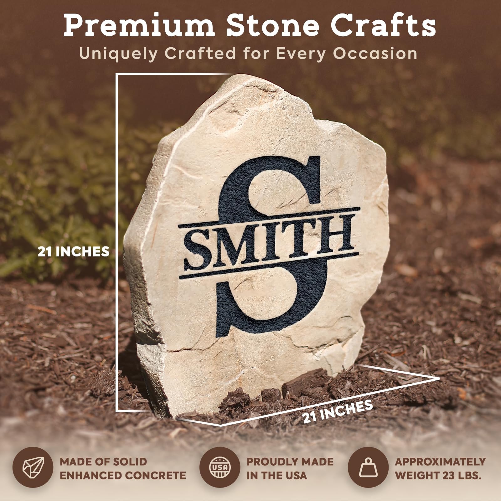 Personalized Engraved Monogram Garden Stone - 21