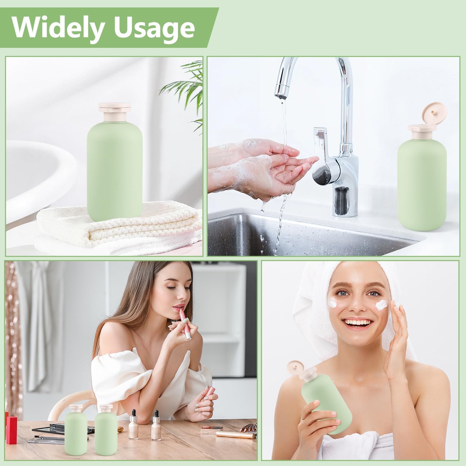 PiyuBind 2-Pack 300ml Travel Dispenser Bottles with Flip Cap - Refillable Plastic Squeeze Containers for Soap, Lotion, Cream - Perfect for Toiletries, Travel Kit & Home Organization