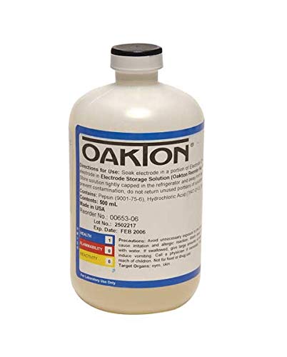 00653-06 - pH/ORP Electrode Cleaning Solution 500mL (1 Pint) - Laboratory Grade Electrode Maintenance Fluid for pH Meters & Water Testing - Ideal for Scientific Research, Aquariums & Pool Maintenance