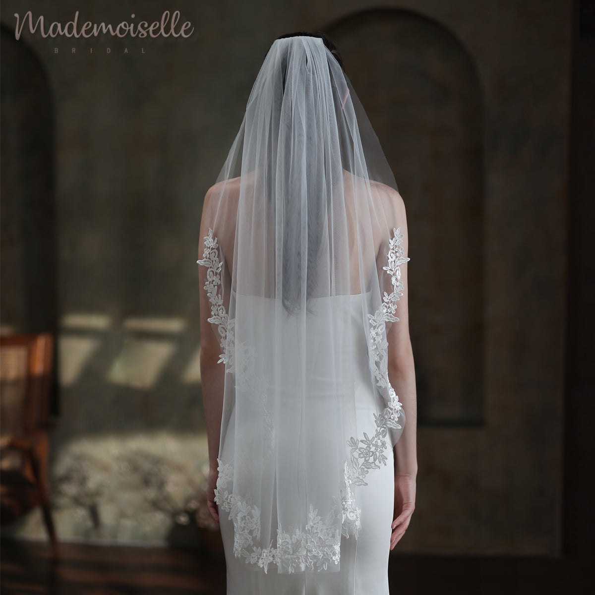 Elodie Veil - Elegant Lace Wedding Veil for Brides | Perfect for Church Ceremonies, Outdoor Weddings & Photo Shoots