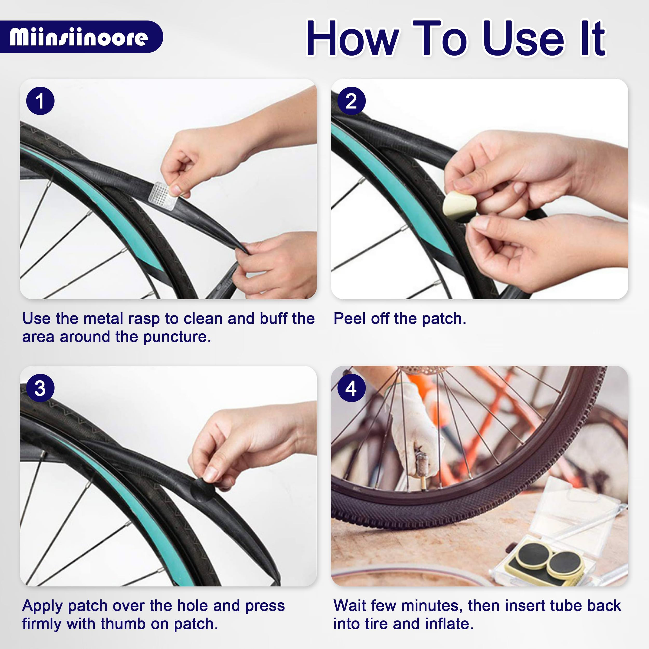 48-Piece Self-Adhesive Bicycle & Motorcycle Tire Repair Kit - Includes Inner Tube Patches, Metal Scrapers & Valve Cores - Perfect for Roadside Bike Repairs and Emergency Flat Tire Fixes