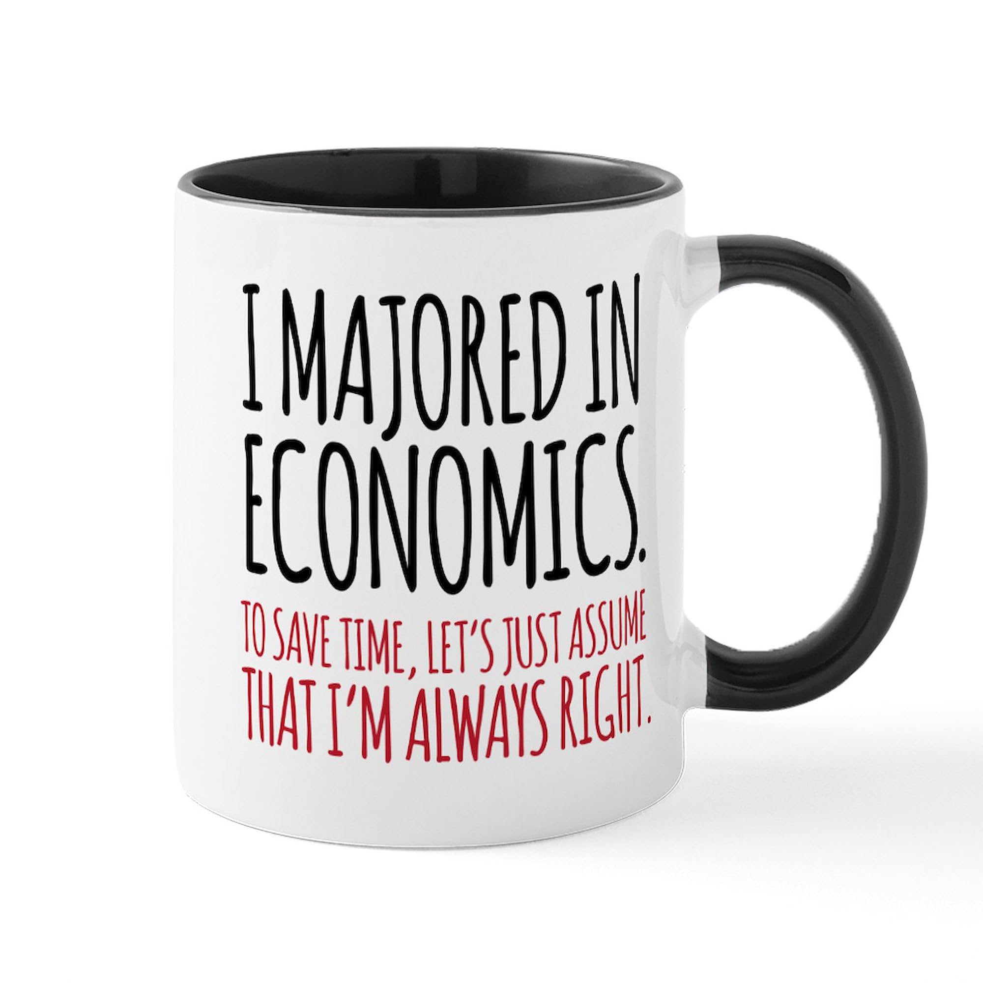 Majored In Economics 11 oz Ceramic Coffee Mug (325 ml) - Perfect for College Graduates, Professors & Economics Enthusiasts - Ideal for Office, Home & Gifts