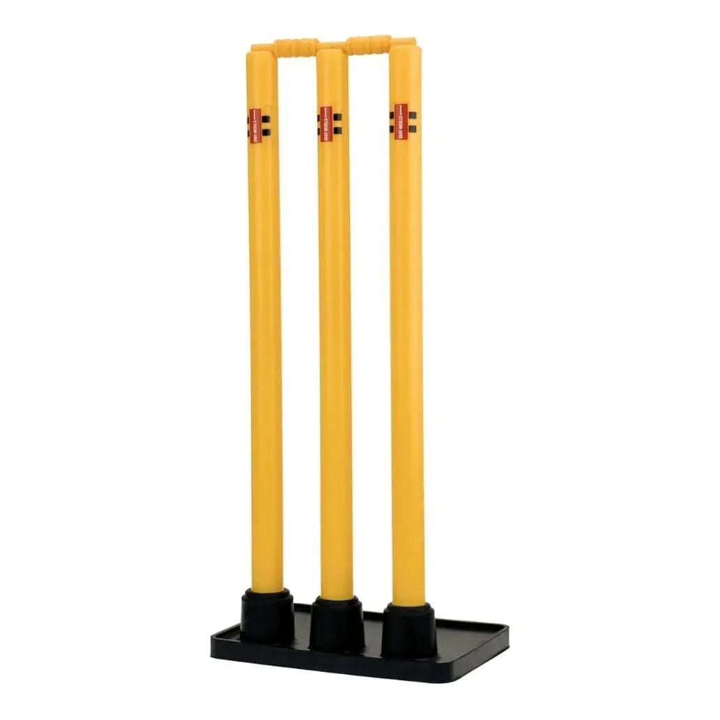 GN Plastic Stumps with Non-Slip Rubber Base - Perfect for Cricket Practice, Backyard Games & Sports Training