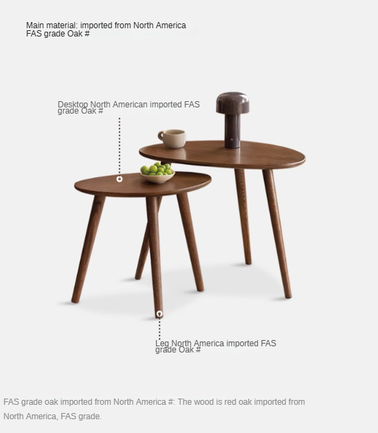 Solid Oak Wood Side Table in Walnut Finish - Perfect for Living Room, Bedroom, or Office Furniture