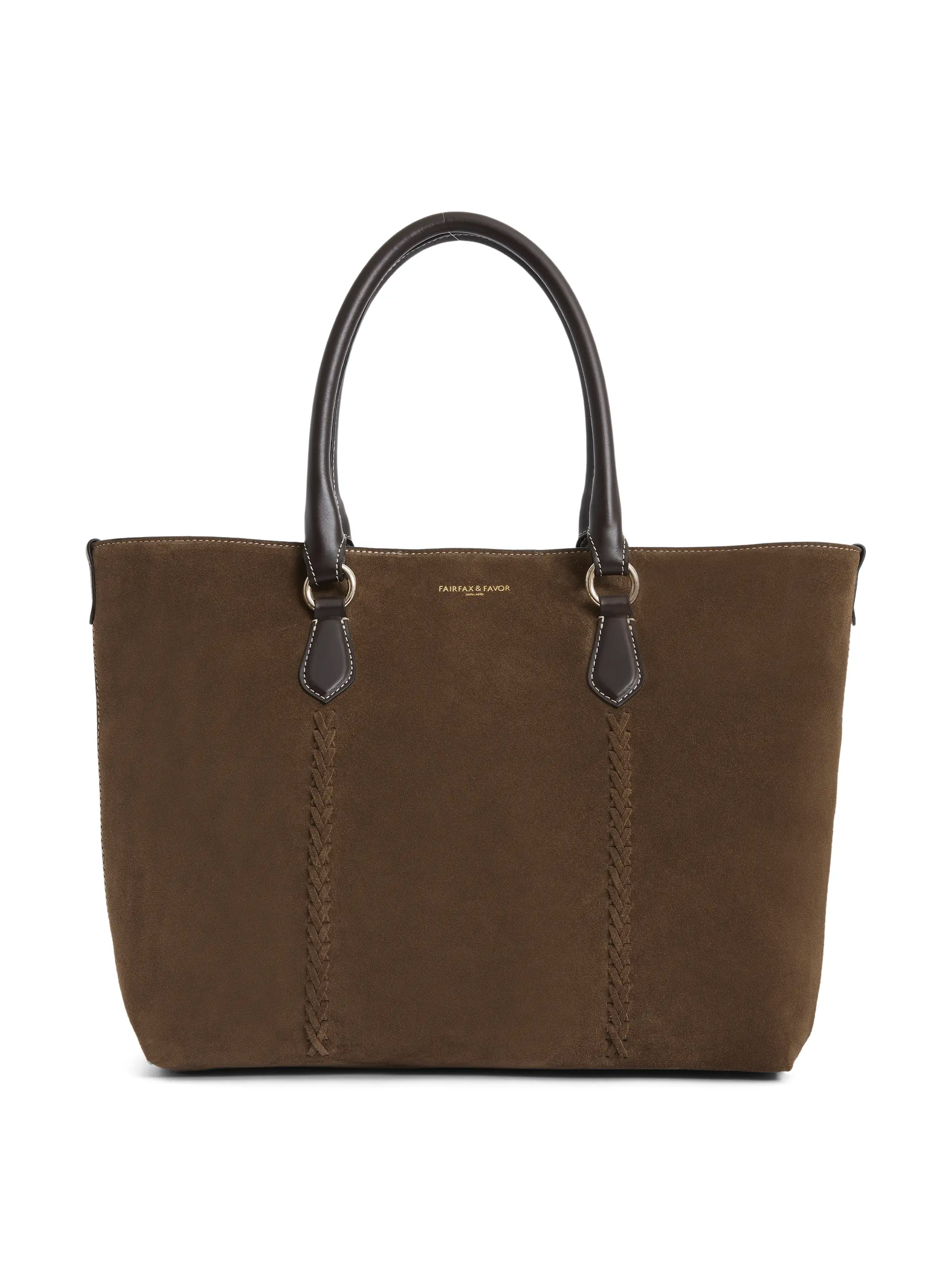 Seville Tote Bag - Dark Taupe Suede Handbag for Women | Stylish & Spacious Everyday Purse for Work, Travel & Shopping