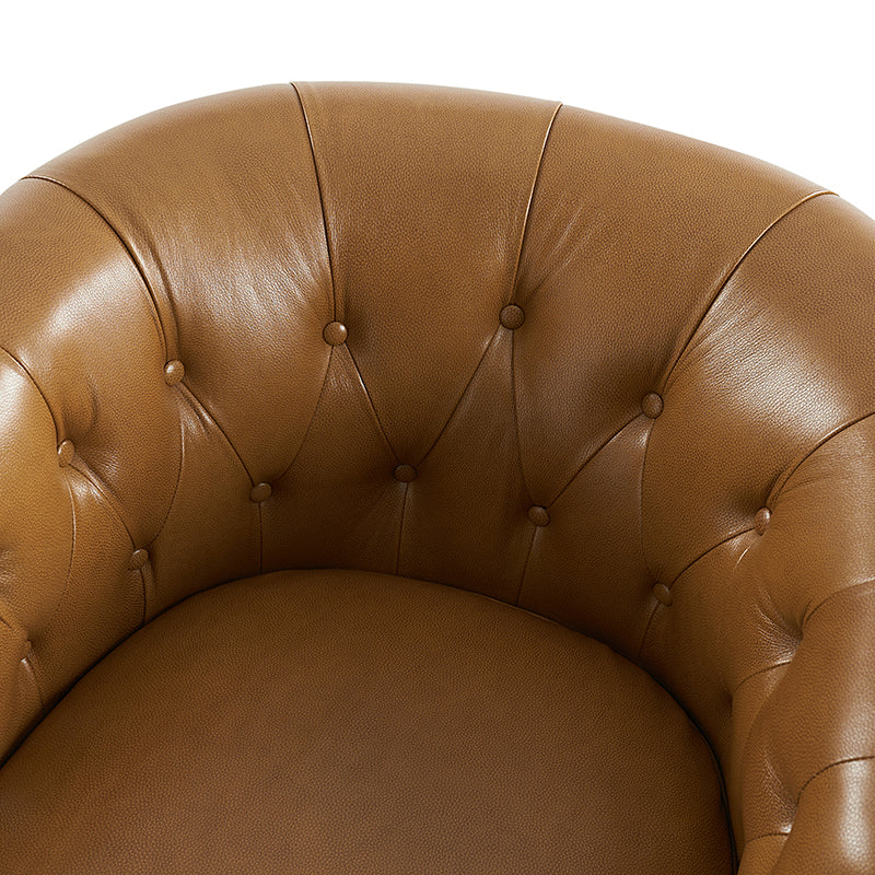 Morris Chesterfield Traditional Rocker Button Tufted Swivel Chair - Classic Leather Upholstered Recliner for Living Room, Office & Study - Perfect for Relaxing, Reading & Entertaining Guests