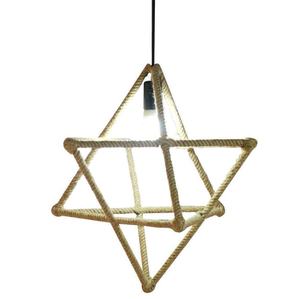Fantasy Rope Design Star Single Pendant Light - Modern Ceiling Lighting Fixture for Bedroom, Living Room & Dining Room Decor