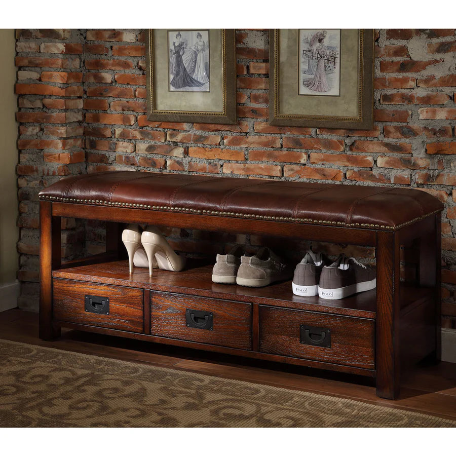 All Things Cedar Entryway Storage Bench with Cherry Finish - Perfect for Hallway, Mudroom, and Living Room Organization