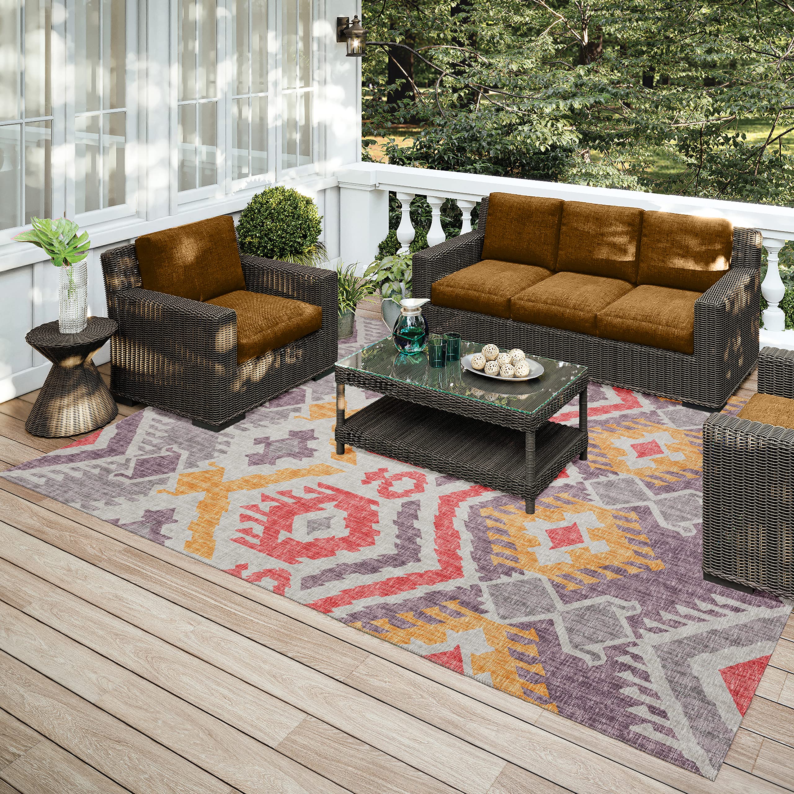 Addison Rugs Yuma AYU32 Purple 8' x 10' Area Rug - Soft Plush Living Room Carpet for Bedroom, Dining Room & Home Decor