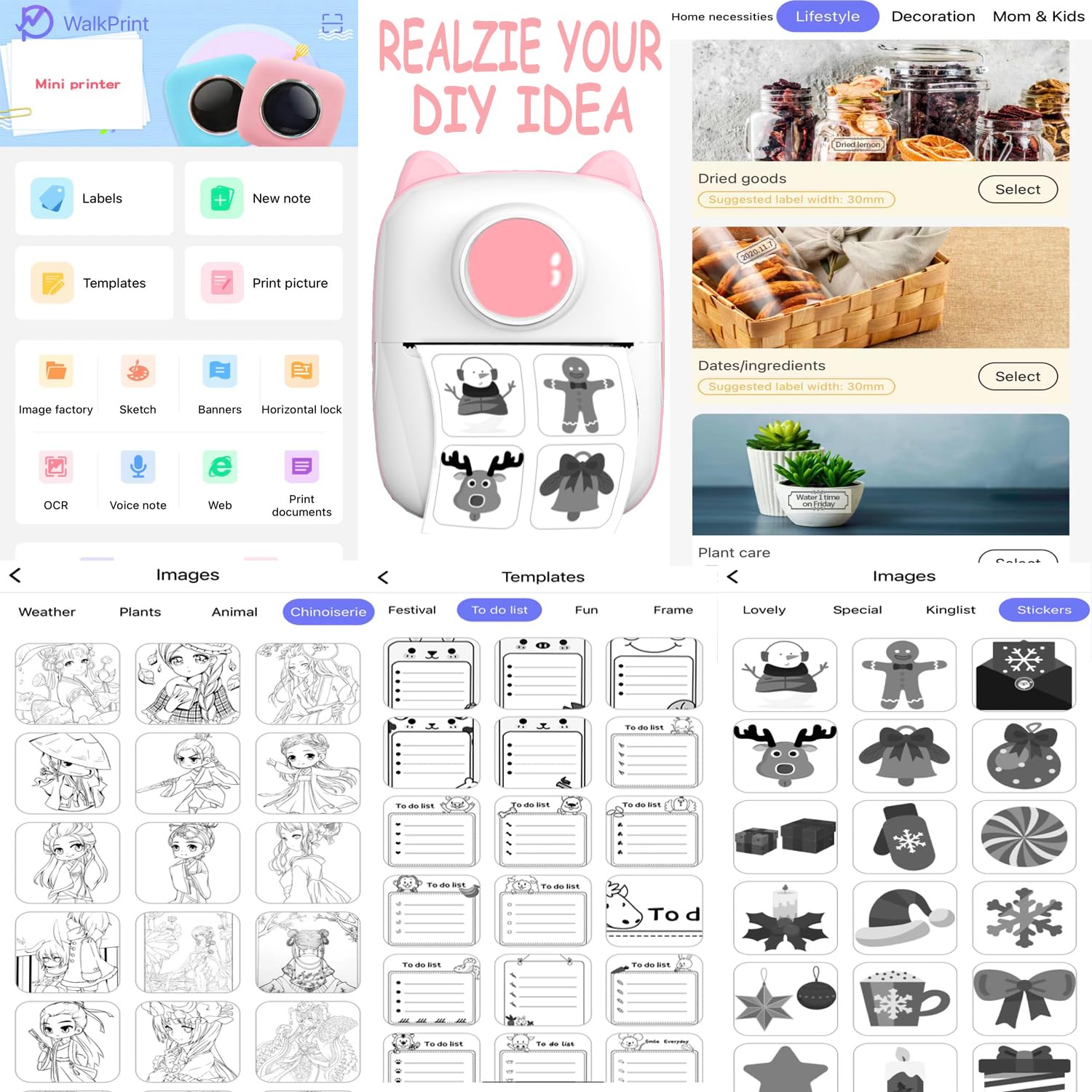 Mini Pocket Printer - Portable Thermal Photo Printer for Instant Prints, Wireless Bluetooth, Compatible with iPhone & Android (LED Pink) - Perfect for Travel, Scrapbooking & DIY Projects