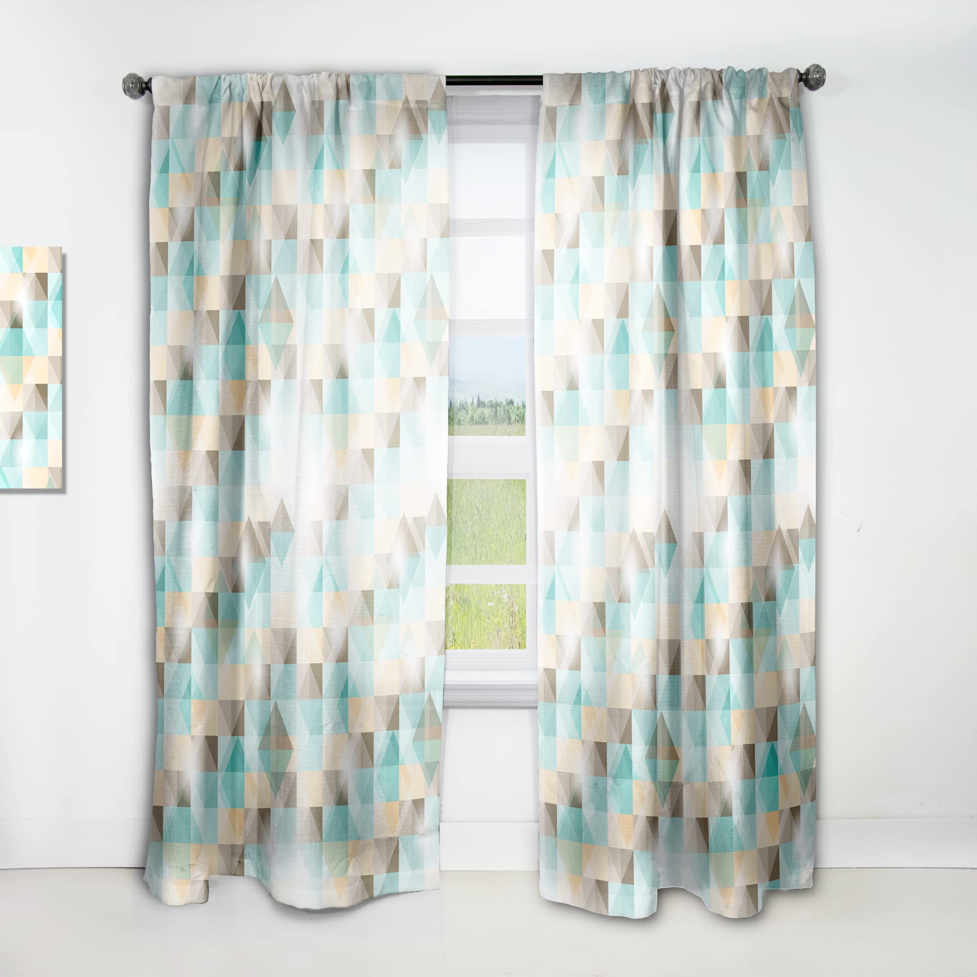 DesignQ 3D Illusion Geometric Square Curtains - Thermal Insulated Single Panel (52x120 Inches) for Bedroom & Living Room | Blackout Drapes for Home Decor & Privacy